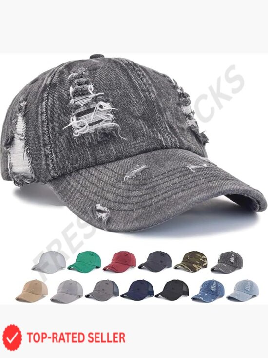 Distressed Baseball Cap Cotton Soft Dad Hat Adjustable Low Profile Headwear main image 6
